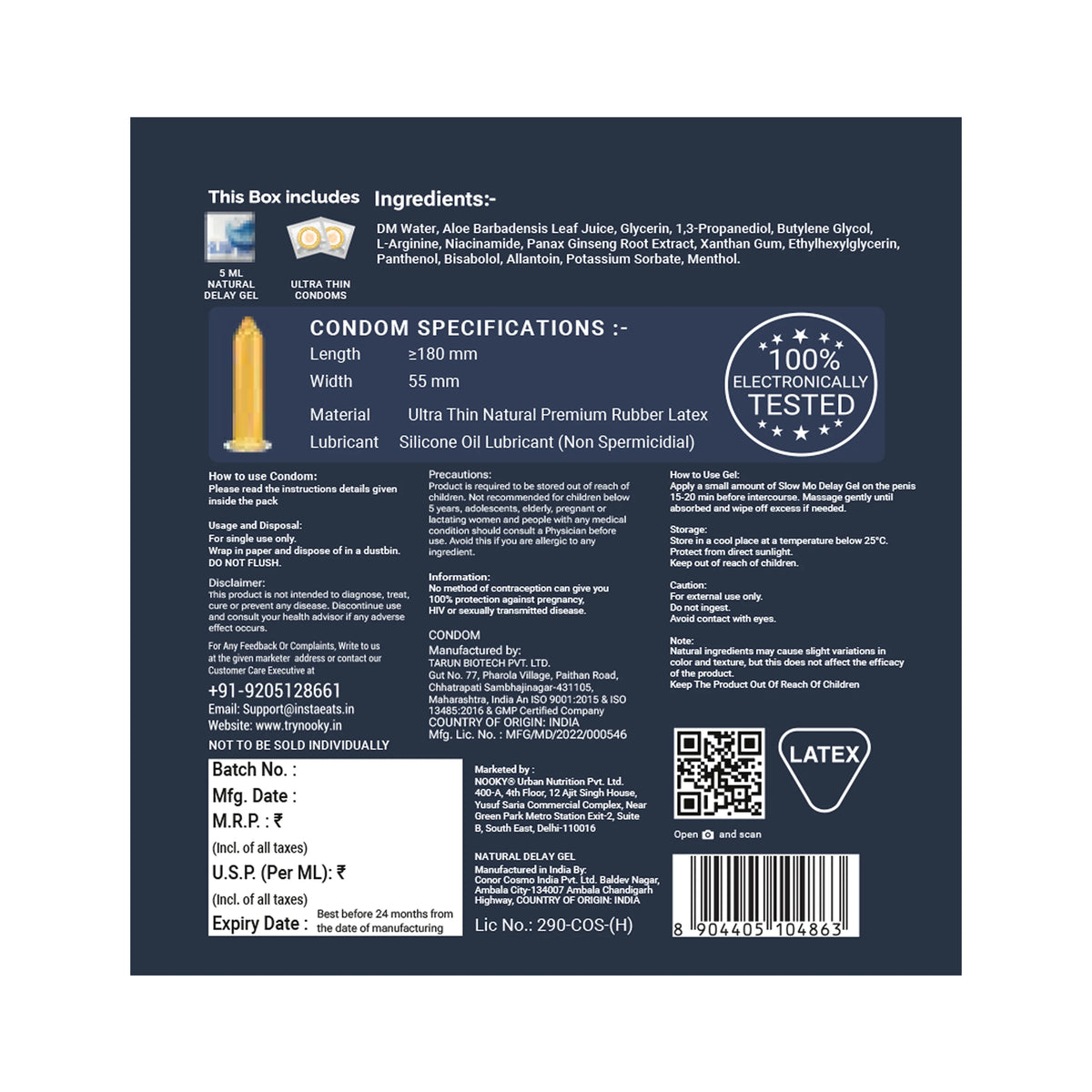 Nooky Marathon-2-In- 1 Ultra thin Condom kit | Natural Delay Gel + Condoms