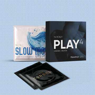 Nooky Marathon-2-In- 1 Ultra thin Condom kit | Natural Delay Gel + Condoms
