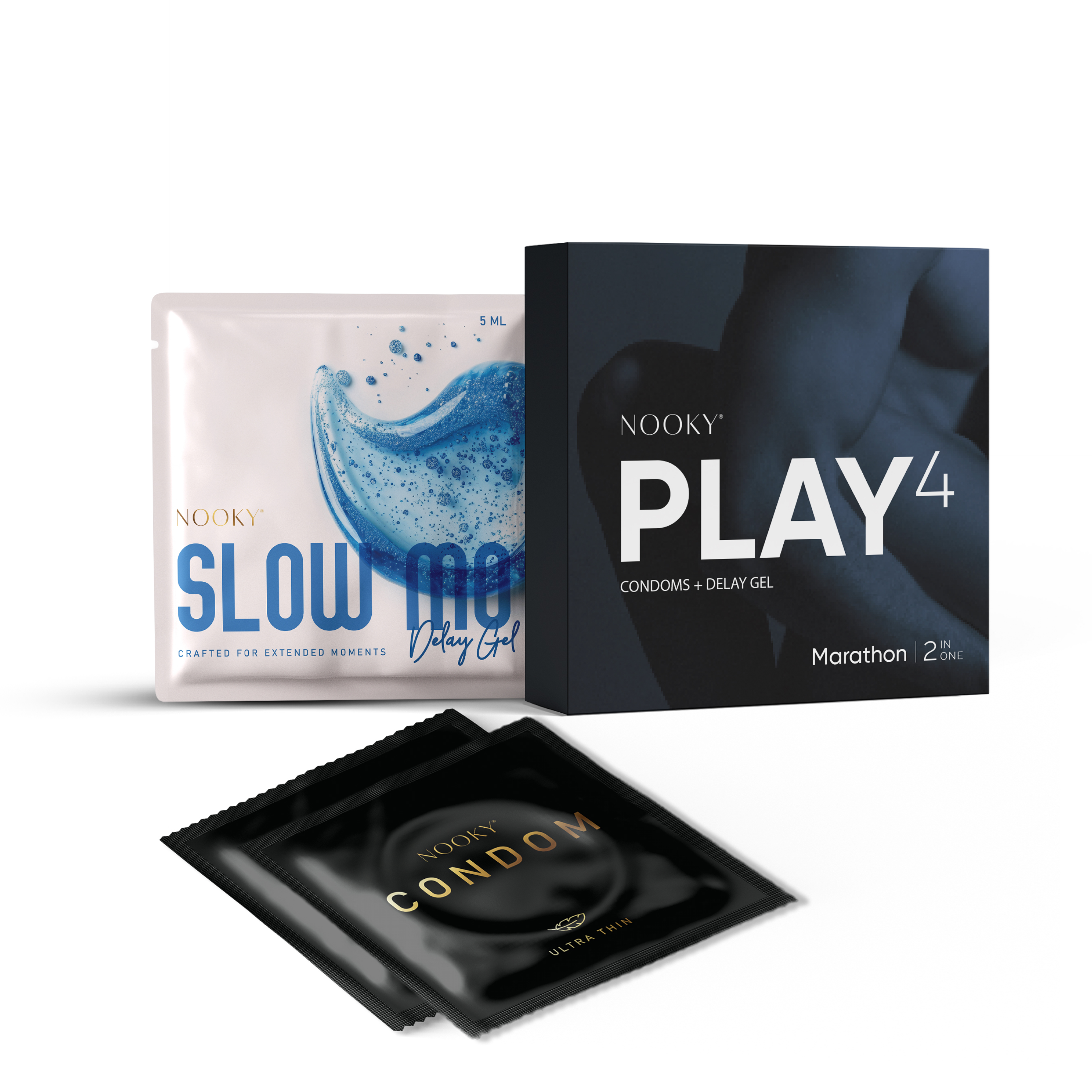 Nooky Marathon-2-In- 1 Ultra thin Condom kit | Natural Delay Gel + Condoms
