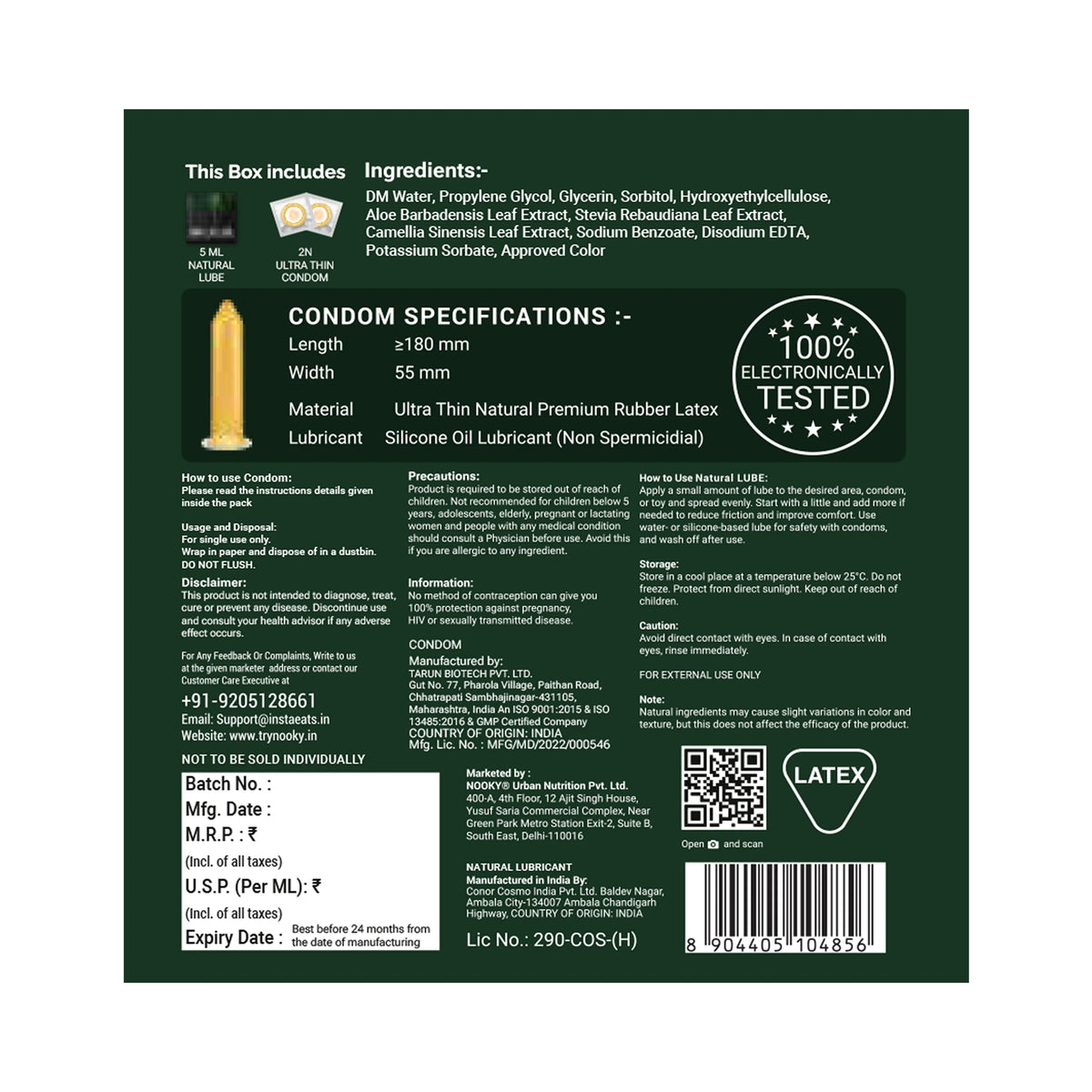 Nooky Flow-2-In- 1 Ultra thin Condom kit | Natural lube + Condoms