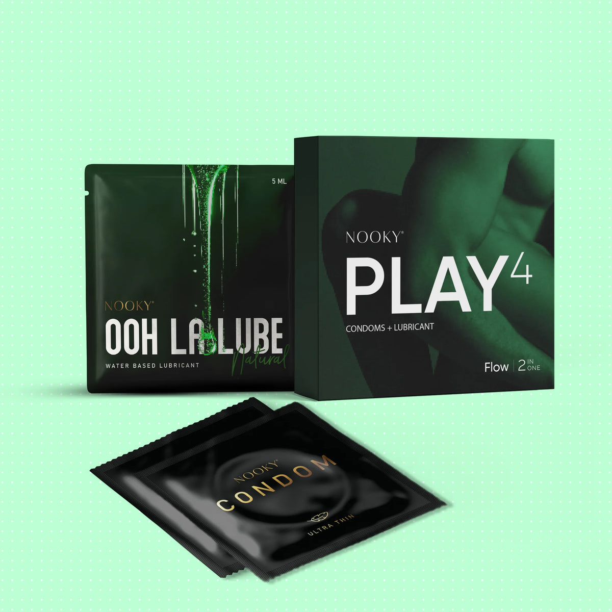 Nooky Flow-2-In- 1 Ultra thin Condom kit | Natural lube + Condoms