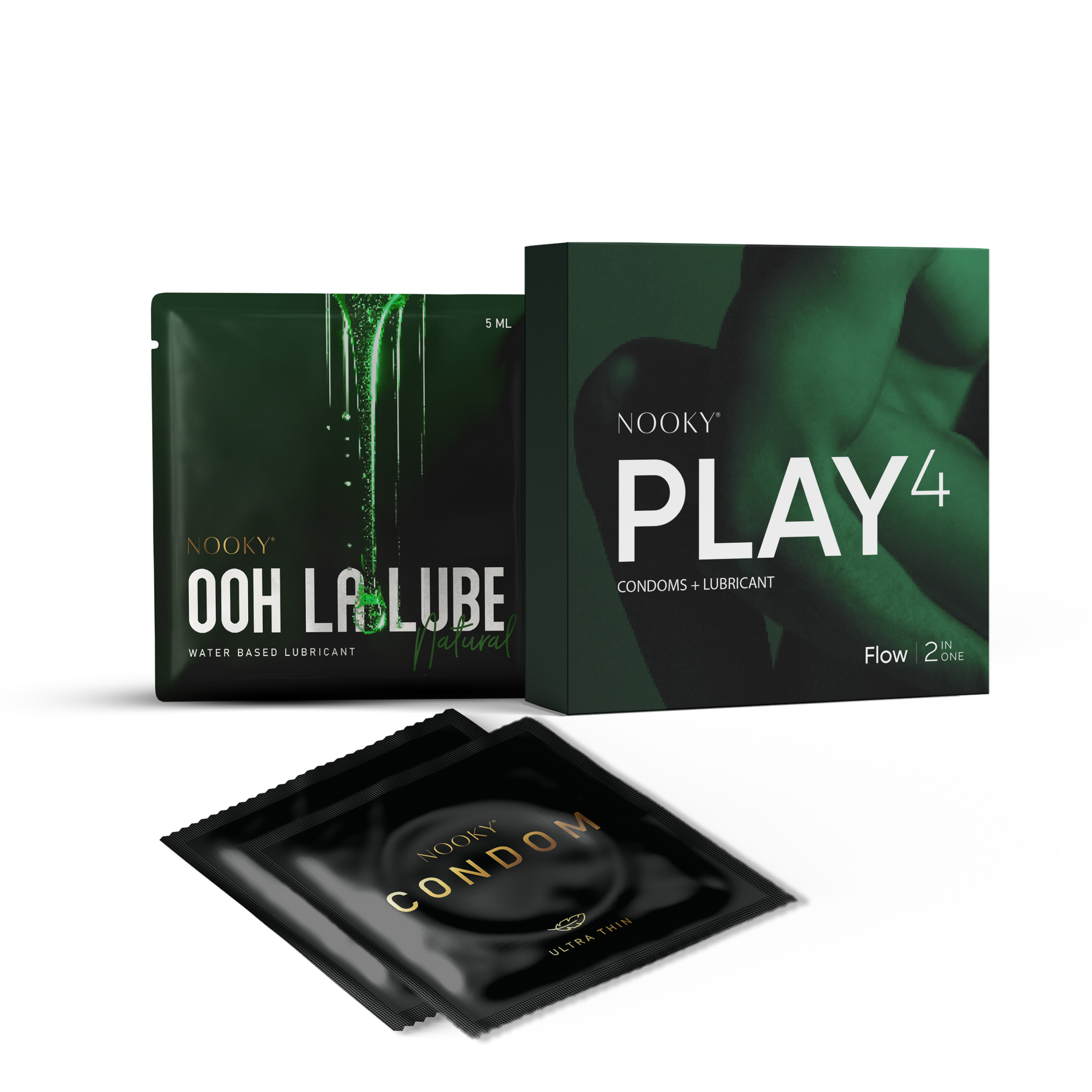 Nooky Flow-2-In- 1 Ultra thin Condom kit | Natural lube + Condoms
