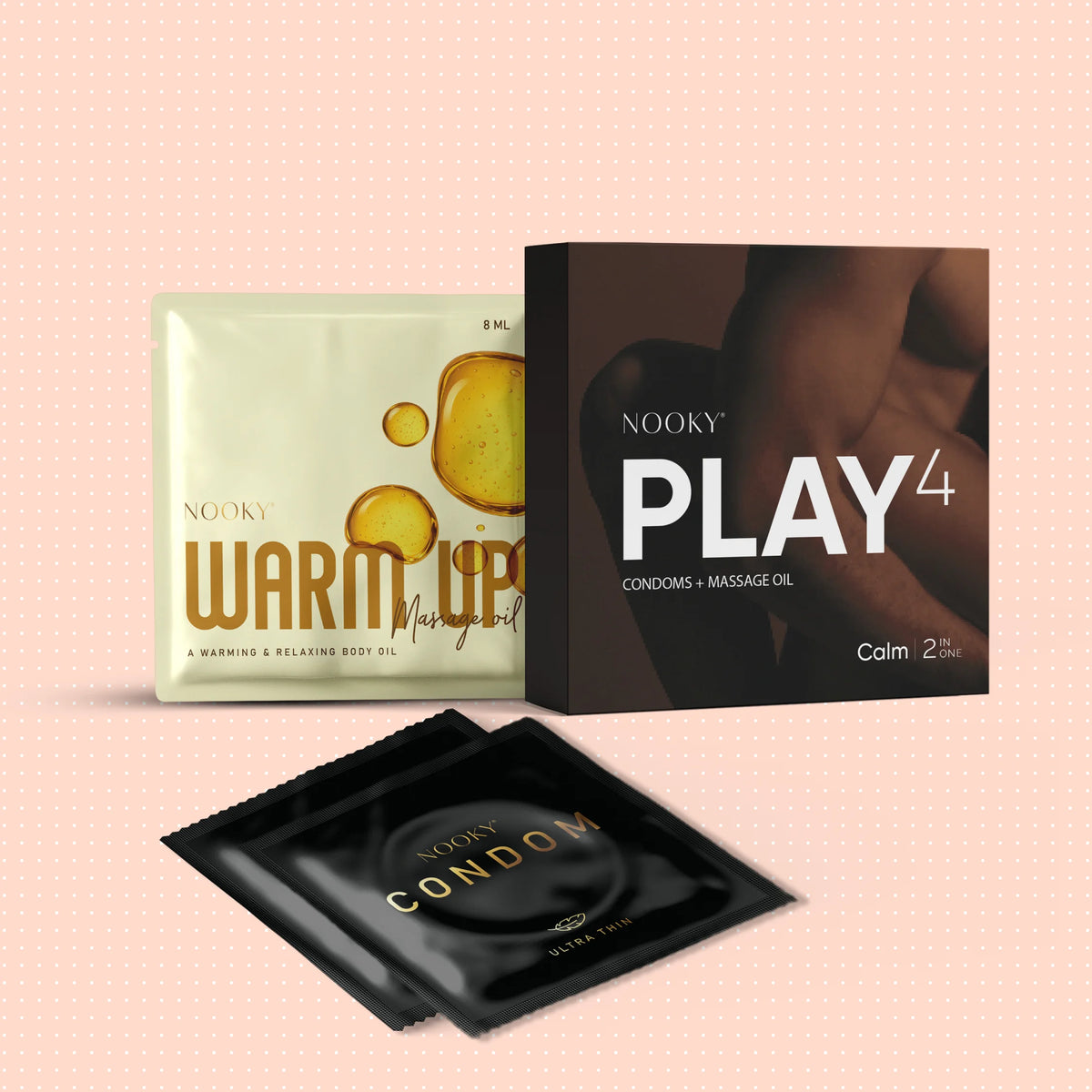 Nooky Calm-2-In- 1 Ultra thin Condom kit | Aromatic Massage oil+ Condoms