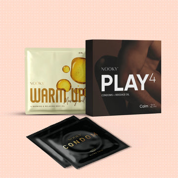 Nooky Calm-2-In- 1 Ultra thin Condom kit | Aromatic Massage oil+ Condoms