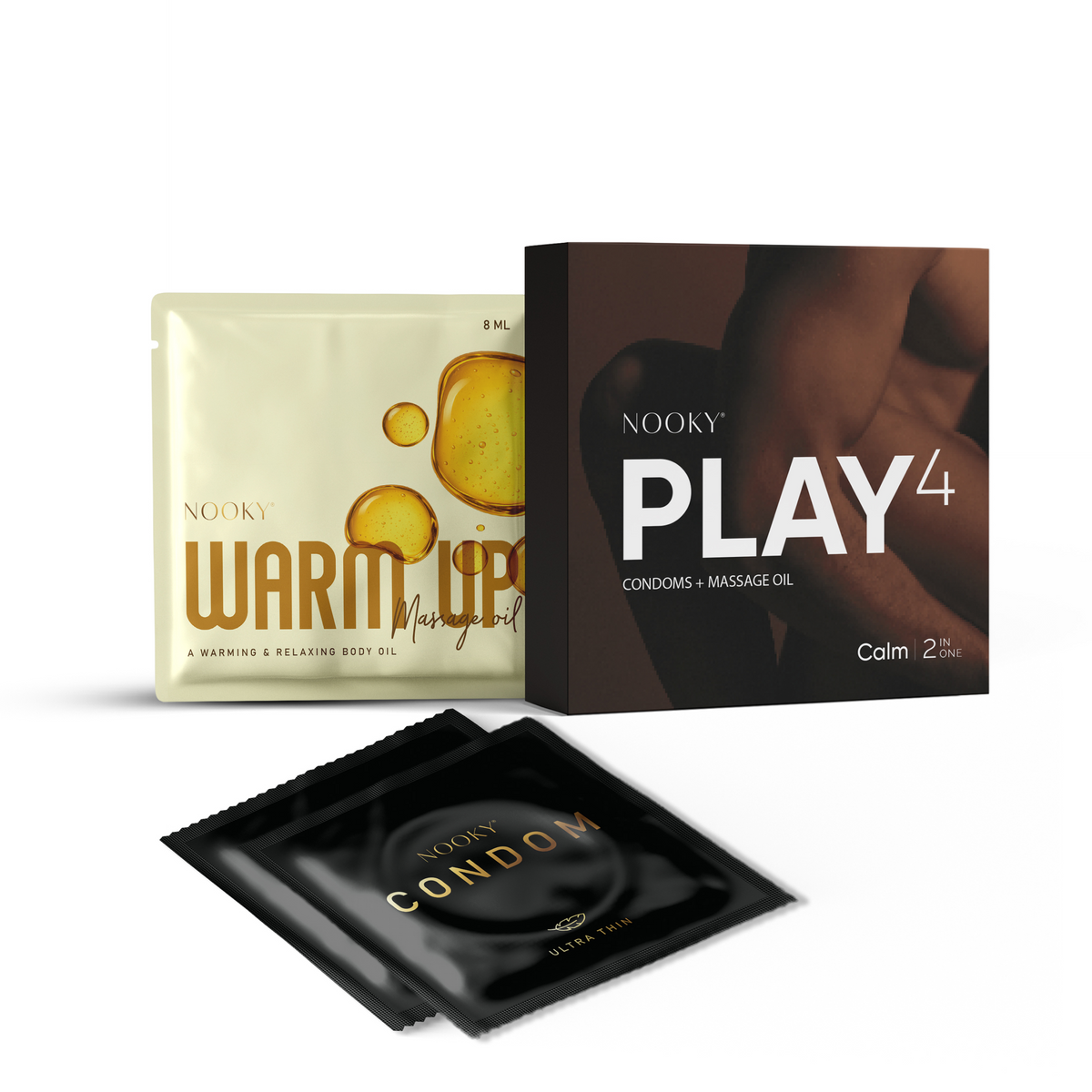 Nooky Calm-2-In- 1 Ultra thin Condom kit | Aromatic Massage oil+ Condoms