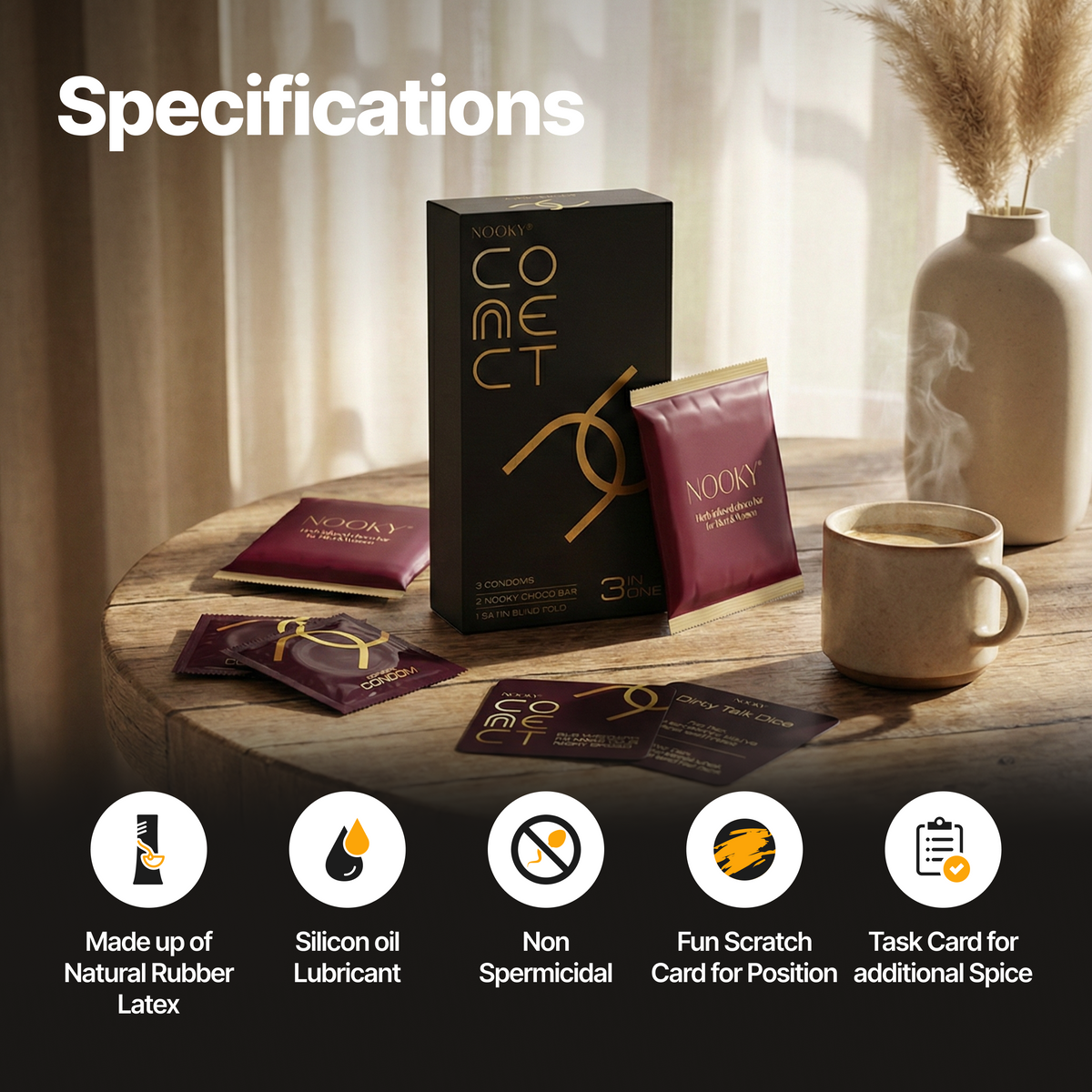 Nooky Connect 3-in-1 Condom Kit | Chocolate + Cards