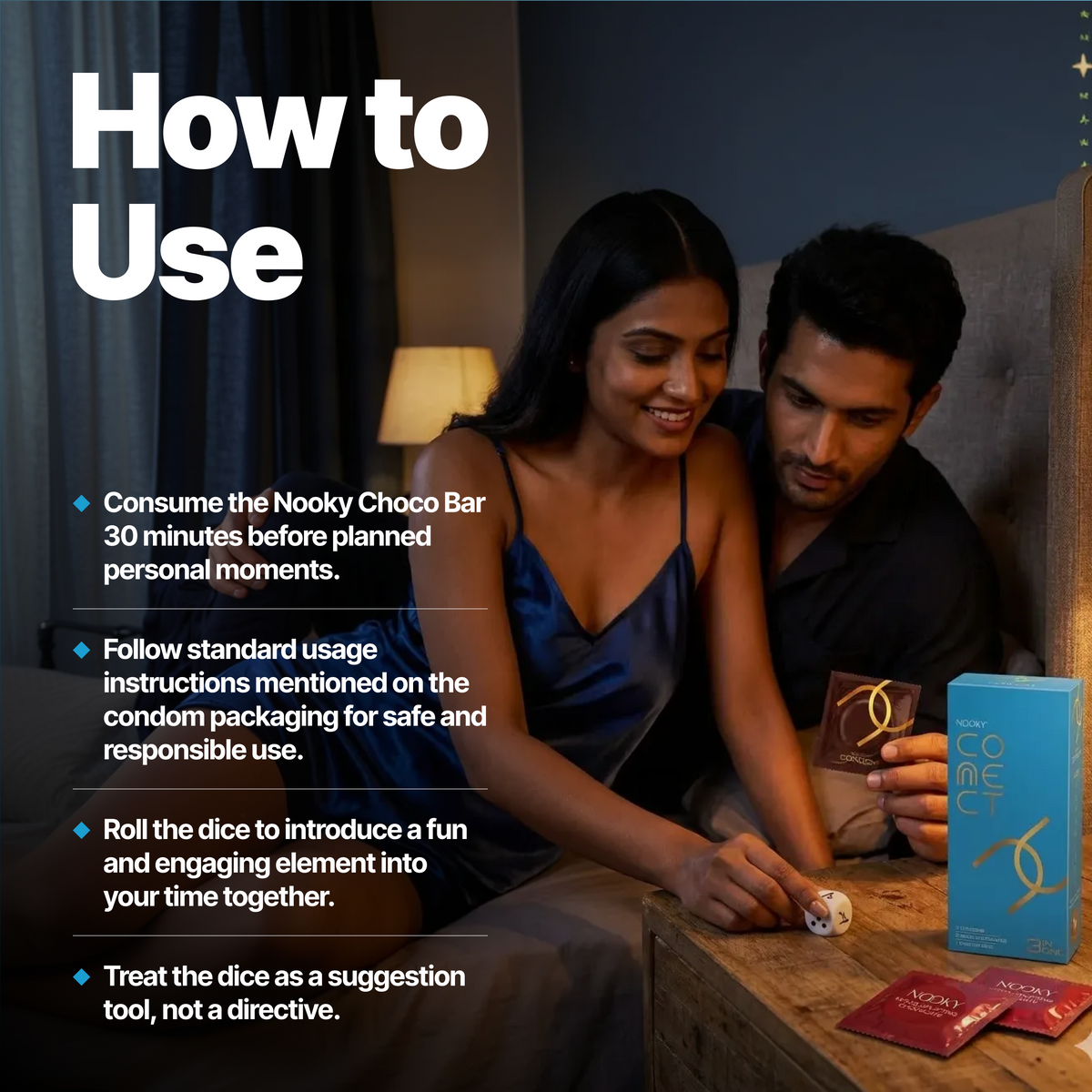 Nooky Connect 3-in-1 Condom Kit | Chocolate + Dice