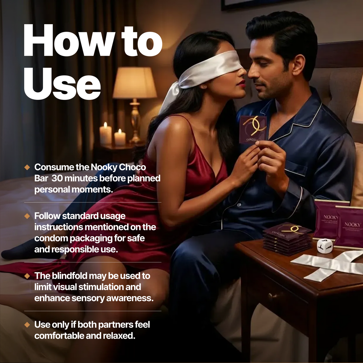 Nooky Connect 3-in-1 Condom Kit | Chocolate+Blindfold
