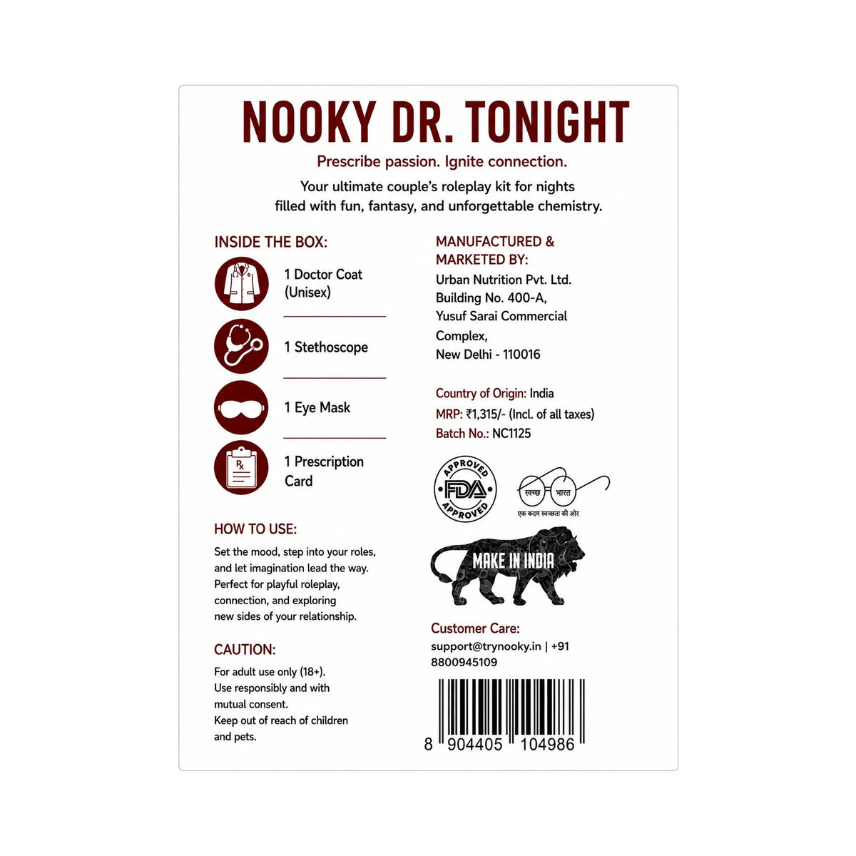 Nooky Doctor Tonight | 5-in-1 Date Night Gift Kit for Couples