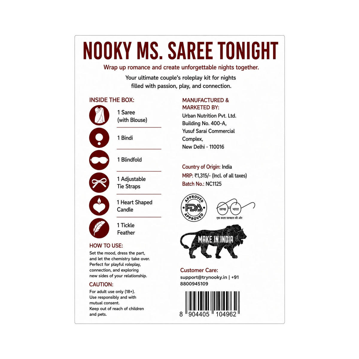 Nooky Saree Tonight | 6-in-1 Date Night Gift Kit for Couples