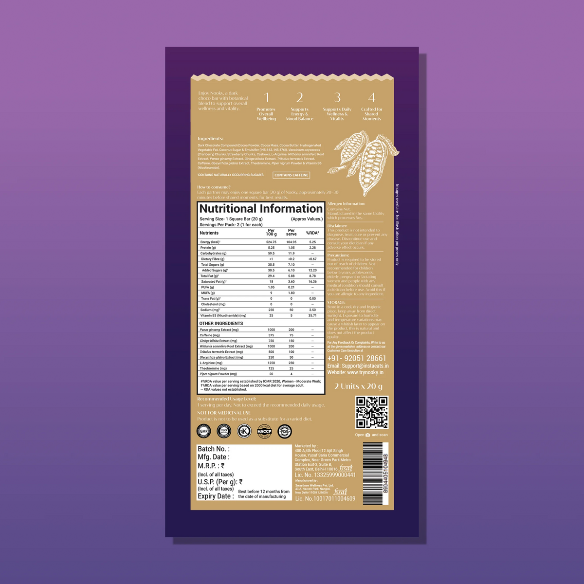 Nooky Special Edition Gift kit | Herb Infused Choco Bar for Couples + Naughty Task Cards