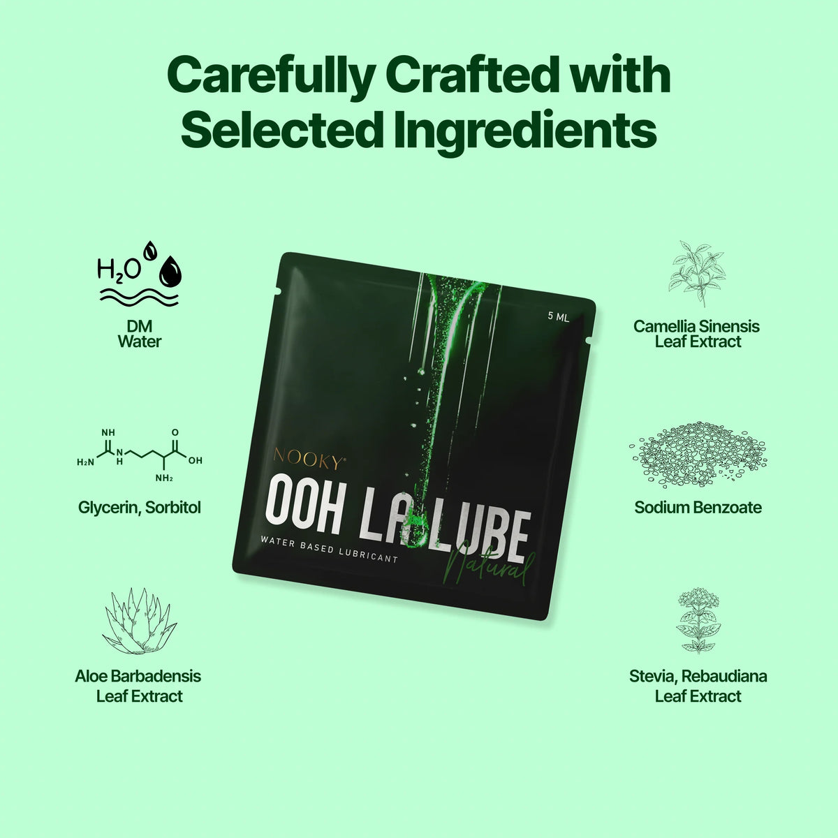 Nooky Ooh la lube - 3-in-1 Natural Lube Sachet | Water based |safe for Oral Intimacy