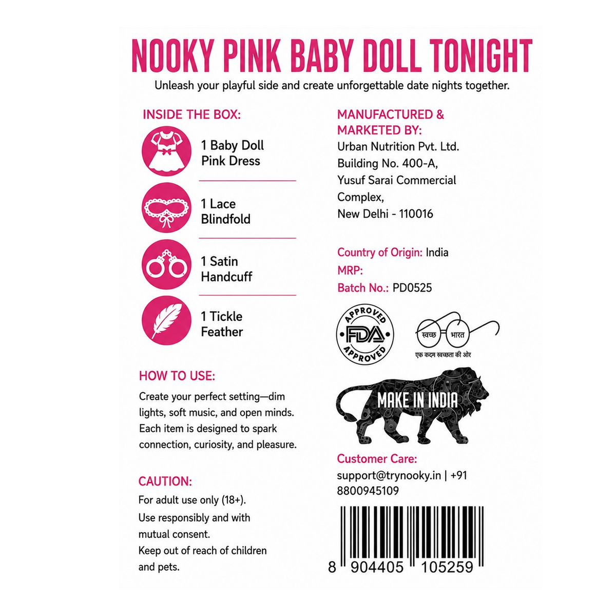Nooky Babydoll Pink Tonight | 4-in-1 Date Night Gift Kit for Couples