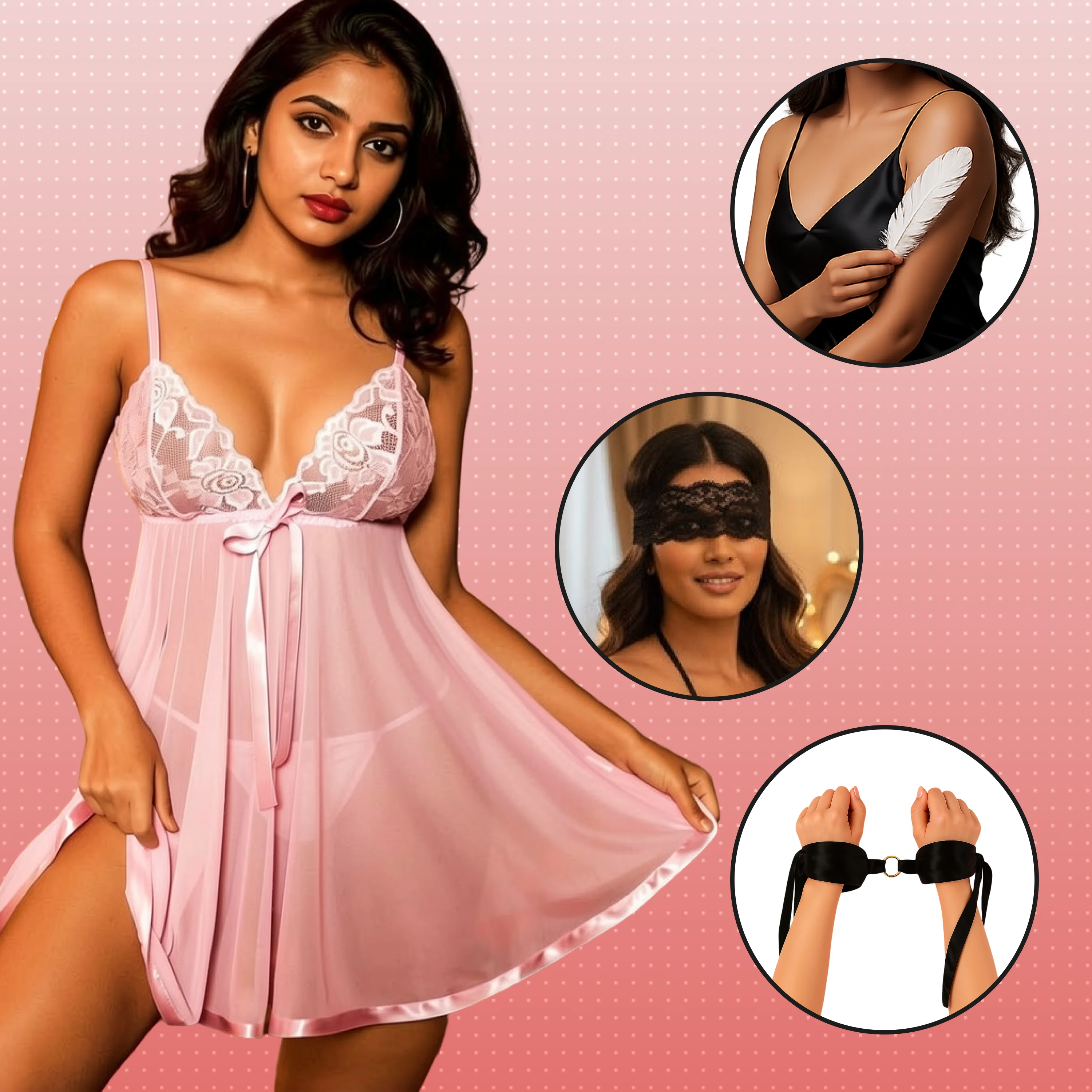 Nooky Babydoll Pink Tonight | 4-in-1 Date Night Gift Kit for Couples